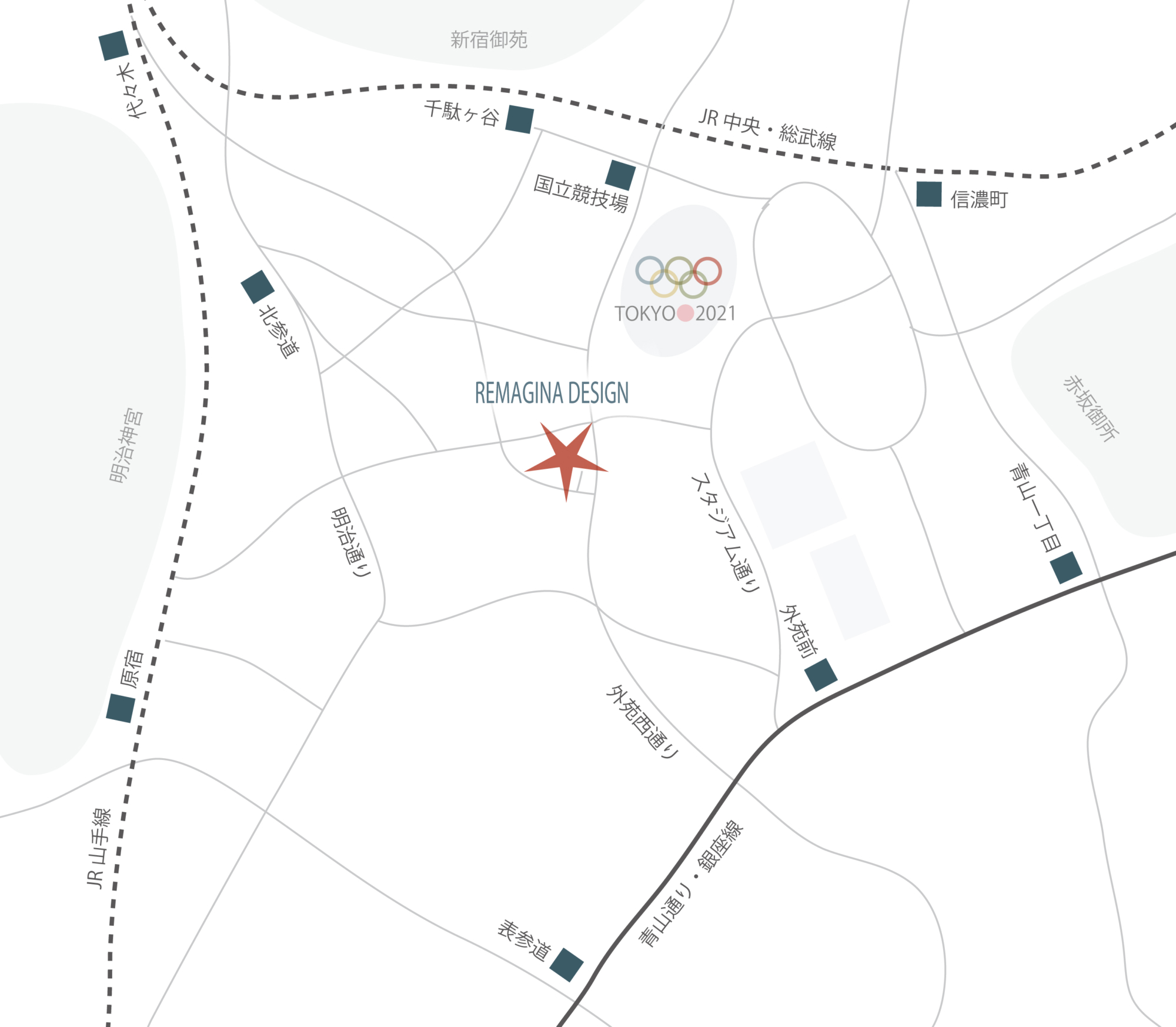 WIDE AREA MAP 広域範囲地図 渋谷区神宮前 ルート図 案内 INFORMATION